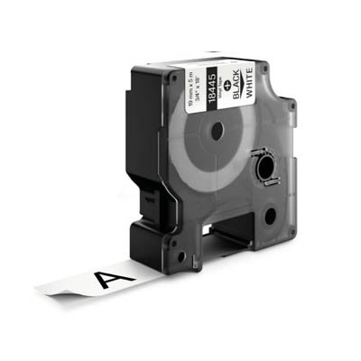 Huismerk DYMO S0718620/ 18445 IND Rhino Tape Vinyl Zwart Op Wit 19 mm. 5,5 mtr.