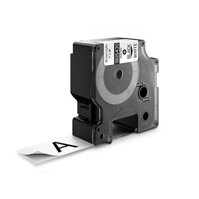 Huismerk DYMO 1805430 IND Rhino Tape Vinyl Zwart Op Wit 24 mm. 5,5 mtr.