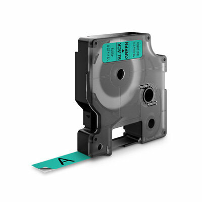 Huismerk DYMO S0720590/45019 D1 Tape Zwart op Groen 12mm