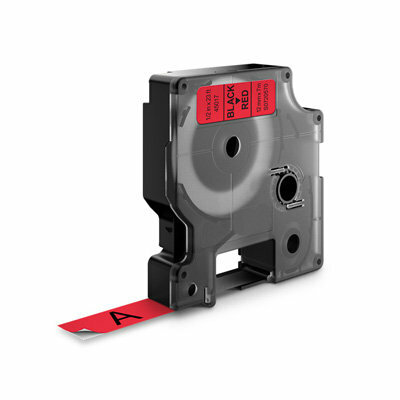 Huismerk DYMO S0720570/45017 D1 Tape Zwart op Rood 12mm
