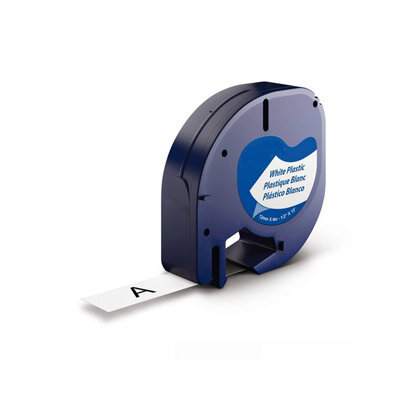 Huismerk DYMO LetraTag 91201 (S0721610) Lettertape 12mmx4m Zwart op Wit Plastic