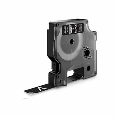 Huismerk DYMO S0720610/45021 D1 Tape Wit op Zwart 12mm.