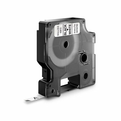 Huismerk DYMO S0720780/43613 D1 Tape Zwart op Wit 6mm.